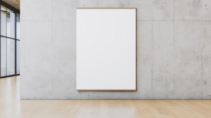 Blank poster on a concrete wall in an art gallery setting, creative exhibition mockup
