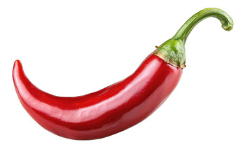 Bright red chili pepper on a white background, perfect for culinary themes, recipes, or spice-related projects.