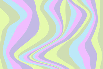 Psychedelic checkerboard background, visual Illusion in cute pastel colors. Abstract wavy design in 70s art style.