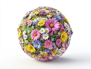 Colorful Flowers Forming Globe for Earth Day Celebration