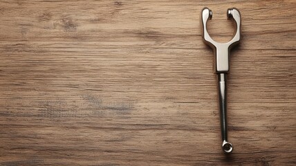 Customizable wine corkscrew on a rustic wooden table, wine accessory mockup