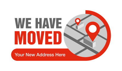 We Have Moved - sticker for showing of relocated address