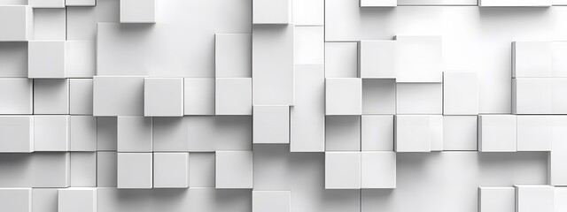 White background with 3D blocks arranged in an abstract pattern, perfect for adding depth and texture to design projects