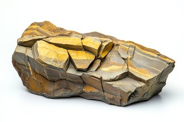 Mica schist with almandine garnets from Ziller valley, Austria with a white background