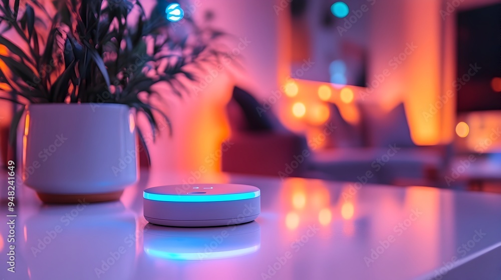 Aufkleber smart home hub controlling internet of things iot devices for lighting security and temperature regu