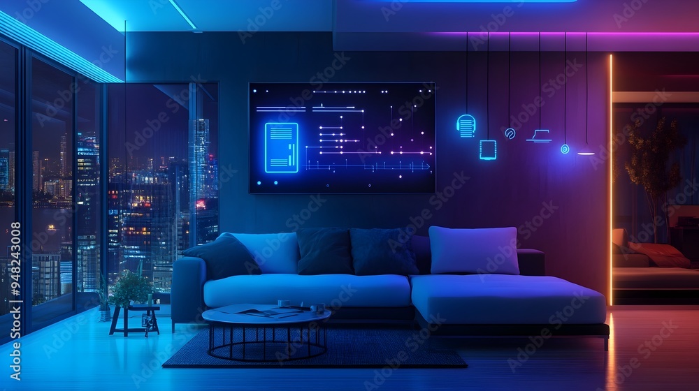 Poster photograph of a smart thermostat integrated with iot sensors for precise room specific temperature m