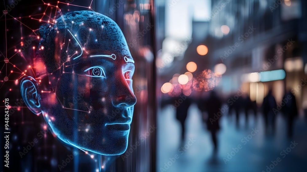 Poster innovative smart security system with advanced facial recognition technology and iot to provide inte