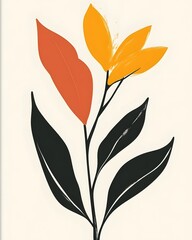 Trendy and modern Wall Art. Creative minimalist hand painted Abstract art background with watercolor stain and Hand Drawn Design for wall decoration, postcard, poster or brochure