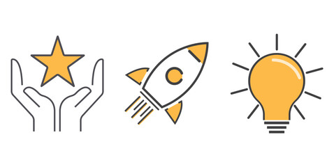 Mission, Vision and Values Banner Flat Vector Icons