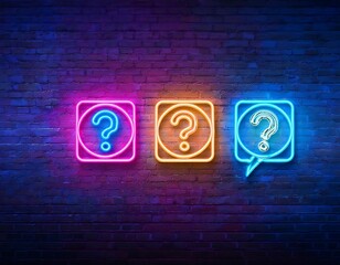 realistic vector neon sign featuring question answer frame designed trivia nights questionnaires wall background