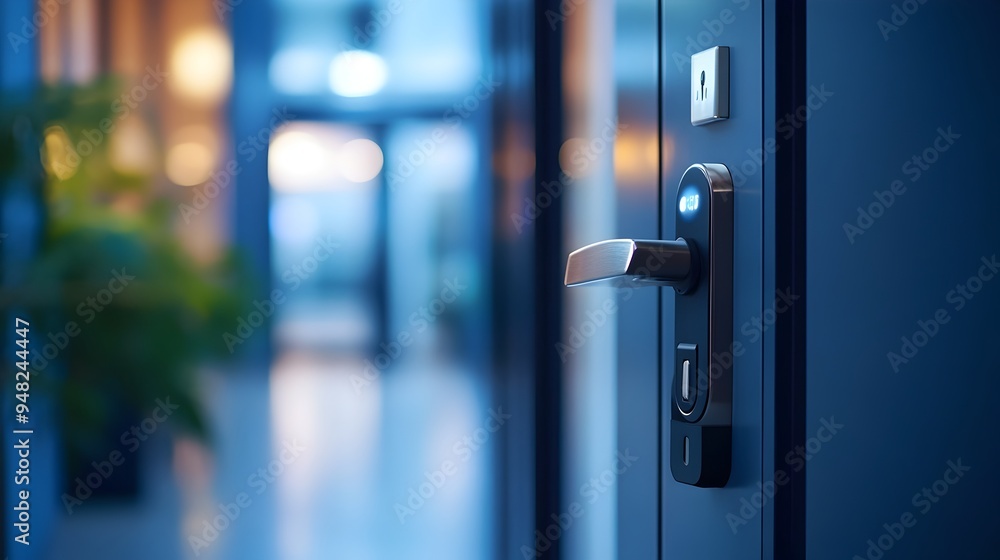 Poster photograph showcasing a smart door lock system with advanced iot connectivity and mobile access capa