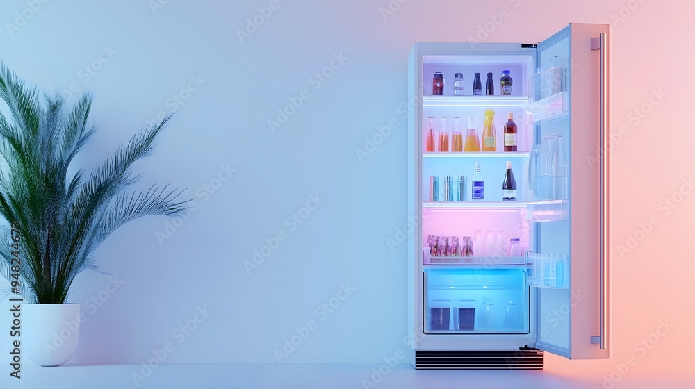Aufkleber photograph of a modern iot connected smart fridge featuring advanced inventory tracking and manageme