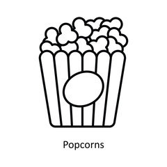 Popcorns Vector outline icon design illustration. food and drinks symbol on white background EPS 10 File 