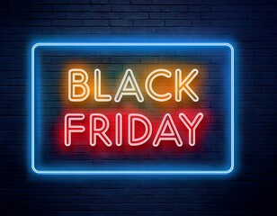 vector realistic isolated neon sign black friday russian frame logo template decoration invitation wall background representing sales discounts