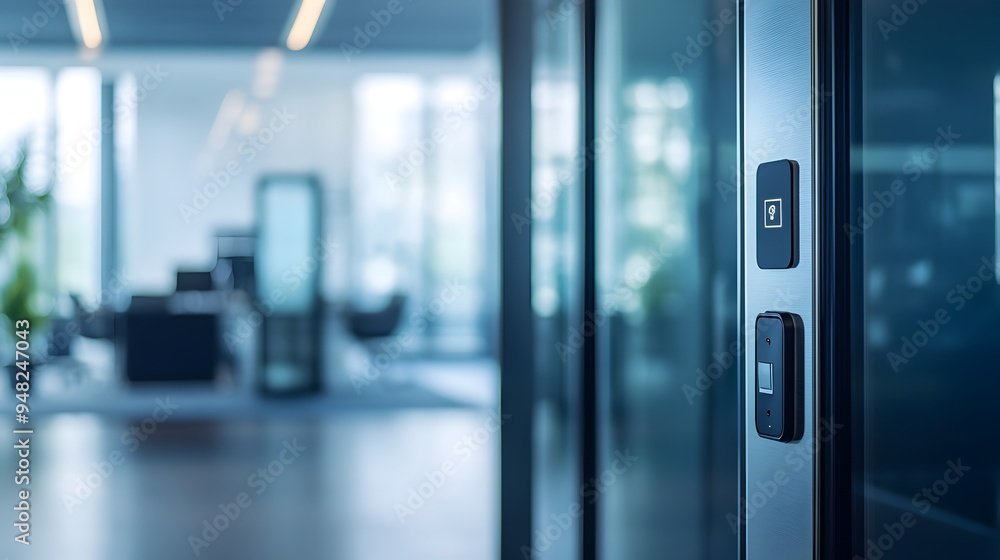 Poster photograph depicting a sophisticated smart security system leveraging iot technology to efficiently 