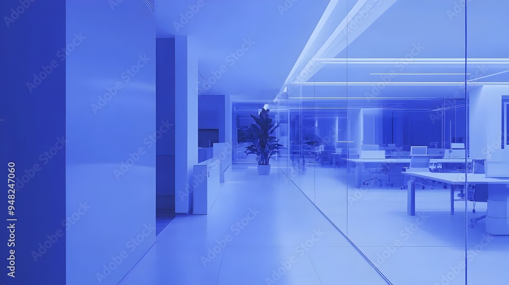 Poster automated lighting system in a modern minimalist smart office environment optimized for energy effic