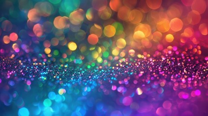 Vibrant and colorful bokeh lights on a dark background, creating a festive and lively abstract visual.