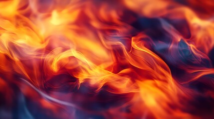Fototapeta premium A close-up of the flame, burning in an intense orange and yellow color with flames dancing across its surface