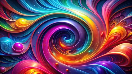 Obraz premium Vibrant, abstract digital art icon featuring swirling shapes and neon colors, representing creativity and innovation, perfect for a virtual art gallery or digital exhibition.