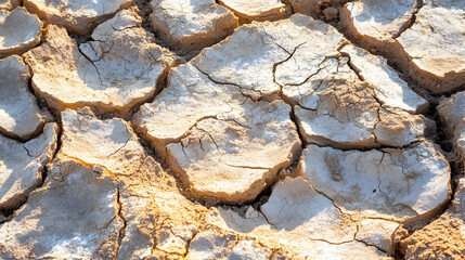 Fototapeta premium Cracked and Arid Drought Affected Earth Surface Texture Pattern