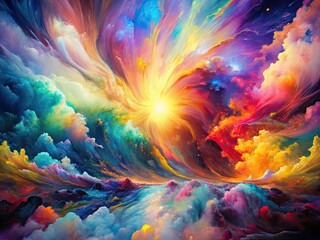 Vibrant colors explode on canvas as skilled hands wield brushes, merging inspiration and technique in a dynamic display of artistic expression and creative energy.