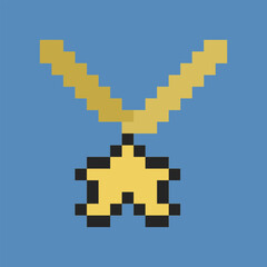 golden star badge pixel art