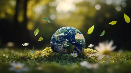 Illustration illustrating the importance of loving nature and promoting sustainable environmental practices, suitable for Earth Day and environmental awareness campaigns.