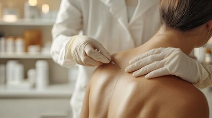 doctor doing procedure of acupuncture 