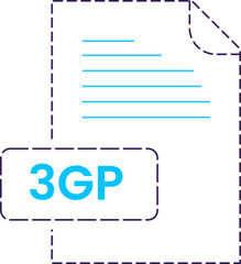 3GP icon black rounded dashed outline