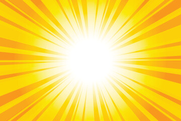 Fototapeta premium Abstract glowing yellow sunburst background. Mango Yellow glow effect sunburst background for presentation, banner, poster, flyer, sales. Modern pop art poster for summer and spring.
