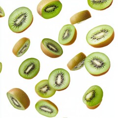 Fototapeta premium Falling kiwi fruit isolated on white background