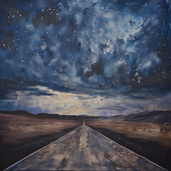 long way with blue sky