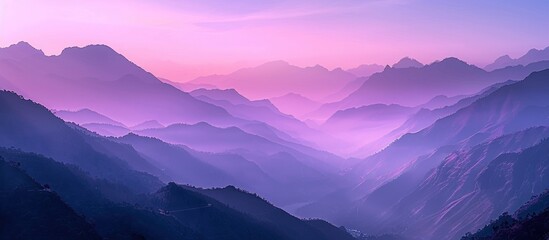 Misty Purple Mountains at Dawn