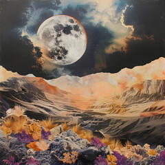 sunrise over the mountains dark illustration