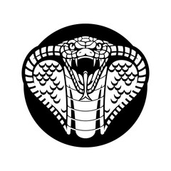 vector cobra snake with hood logo and icon design template. Danger king cobra vector icon. Viper black silhouette isolated on white