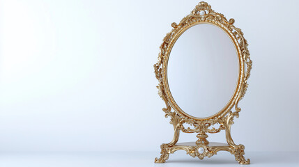old vintage mirror on white background