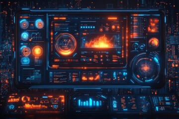 Obraz premium A futuristic home dashboard displaying various smart home controls, sleek and intuitive interface. Generative AI