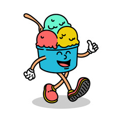 Gelato character, ice ceam retro cartoon mascot character