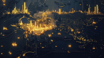 Obraz premium A cityscape with a lot of lights and buildings
