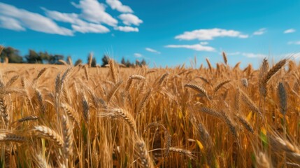 Golden Wheat Field Under a Sunny Sky