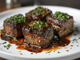 Closeup food shots, highlighting the exquisite details and textures of artfully arranged culinary creations.