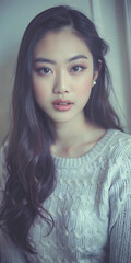Naklejka premium asian girl portrait poster