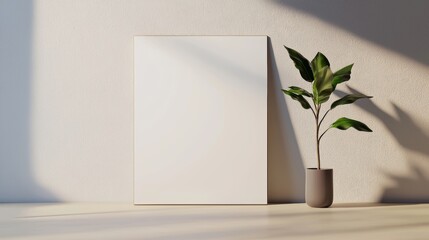 Blank signage mockup, minimalist interior, 3D illustration