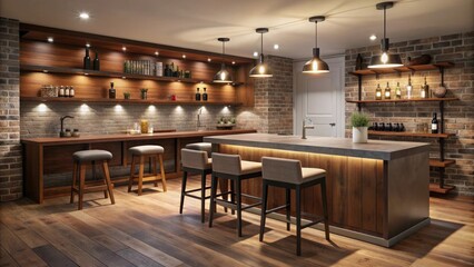 Cozy basement setup with a bar, perfect for entertaining guests