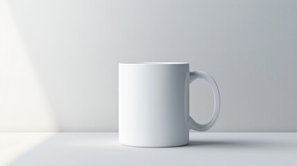 Obraz premium Blank mug mockup, minimalist setting, 3D illustration