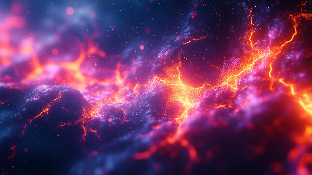 Abstract image. Chaotic intelligence is represented by chaotic lines. Neon