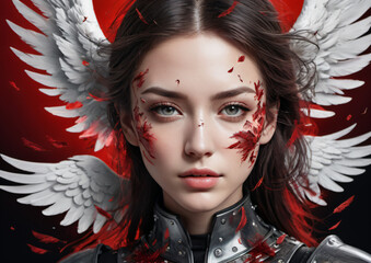 Wings of War: The Red Feathered Sentinel in Neo-Fantasy Realism