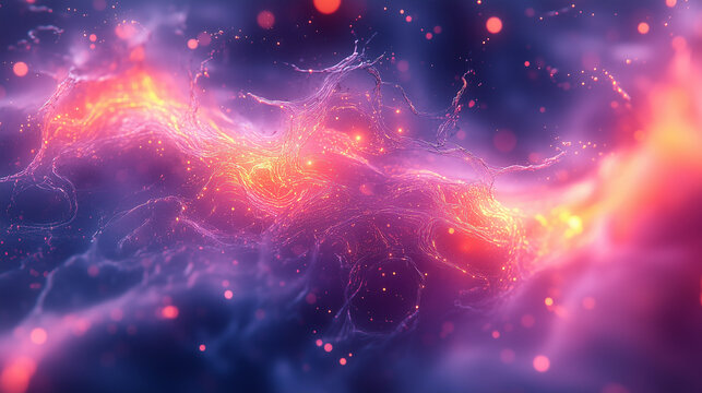 Abstract image. Chaotic intelligence is represented by chaotic lines. Neon