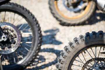 Motorcycle wheels with off road tires