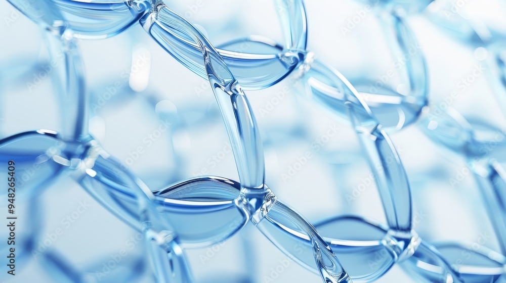 Poster abstract background featuring wavy wires flowing through a series of thin glass plates, creating a d